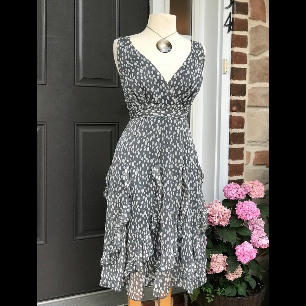 Sassy Polka Dot Ruffled Dress XS sheer with lining